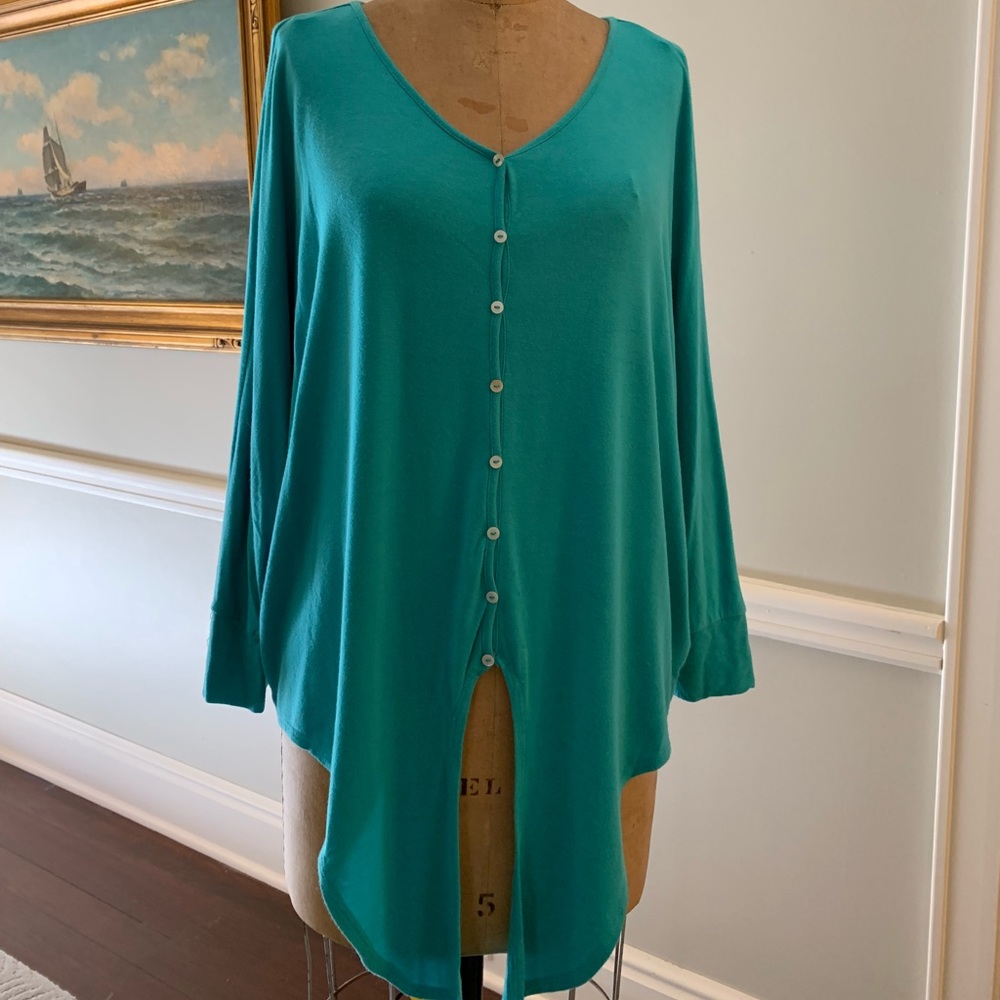 Turquoise blue over sized top